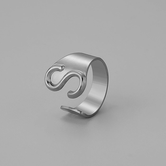 INS Style Letter Titanium Steel Plating Open Ring 1 Piece