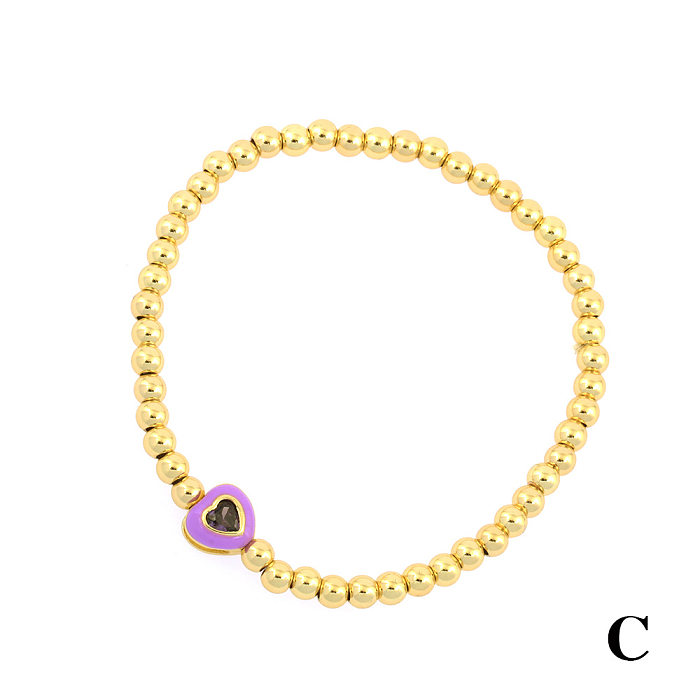 Bracelets de perles en cuivre en forme de cœur de style classique de style simple