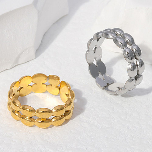Fashion Oval Solid Color Stainless Steel Hollow Out Rings