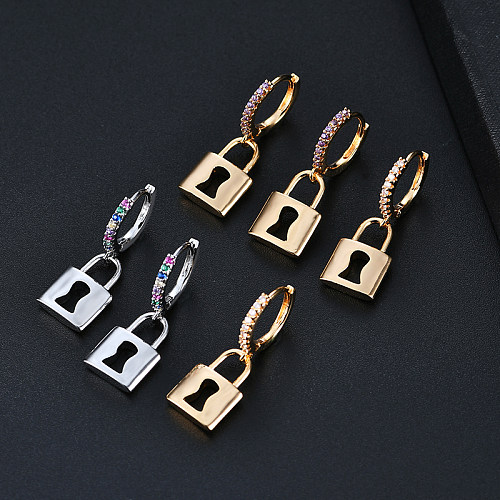 1 Paar IG Style Lock Plating Kupfer vergoldete versilberte Ohrringe