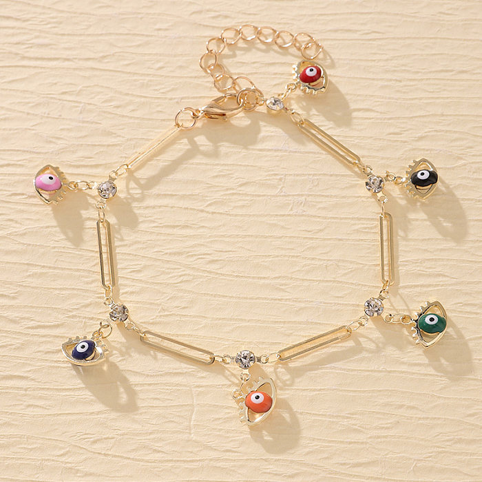 Bracelets plaqués or avec perles en cuivre et papillon œil du diable de style moderne