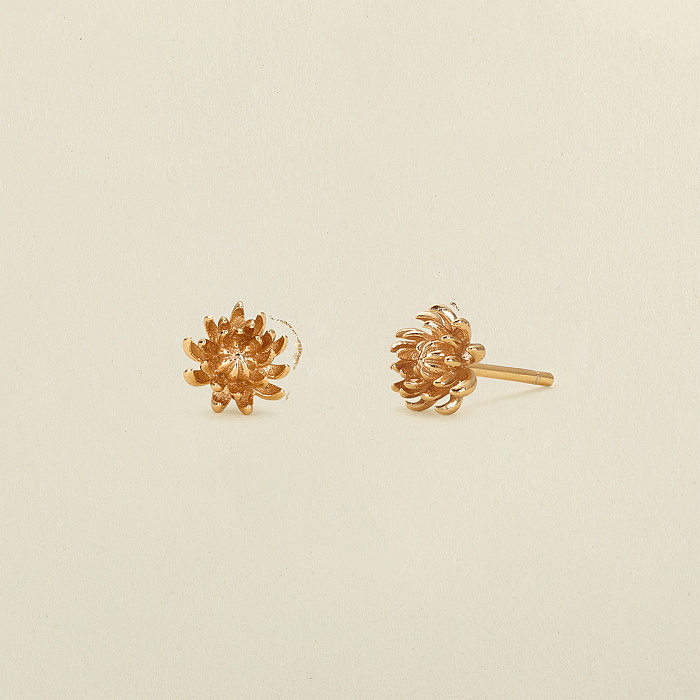 1 par de brincos de orelha banhados a ouro 14K com revestimento de flores retrô