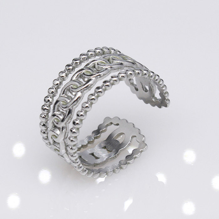 Retro Geometric Leaf Snake Titanium Steel Plating Rings
