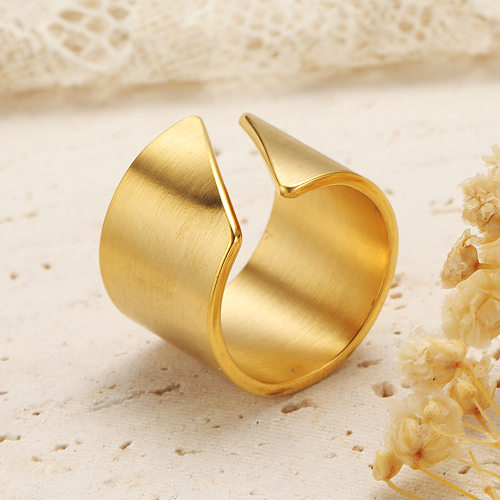 Simple Style Geometric Titanium Steel Plating 18K Gold Plated Open Ring