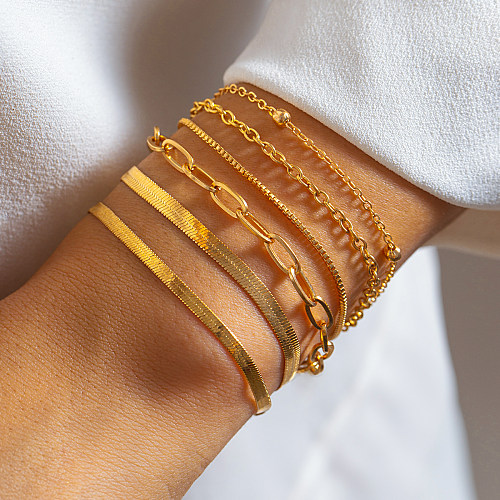 Bracelets ronds en cuivre et fer de couleur unie, style simple