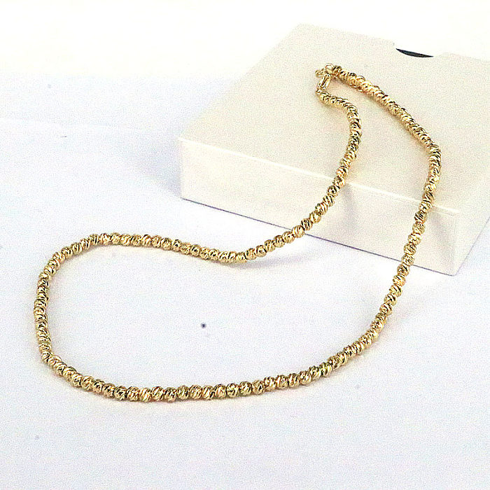 1 Stück modische, runde, einfarbige Halskette mit Kupferperlenbeschichtung