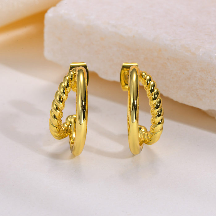 1 Pair Simple Style Geometric Brass Gold Plated Ear Studs