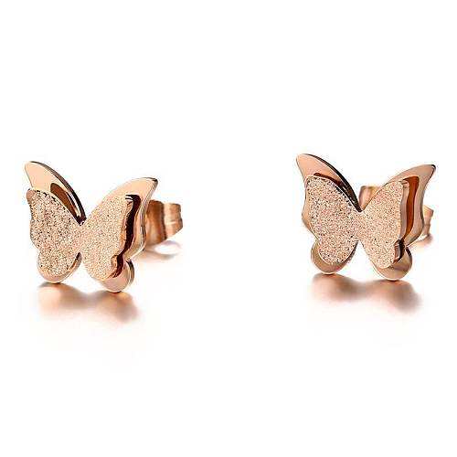 Simple Style Butterfly Titanium Steel Plating Jewelry Set