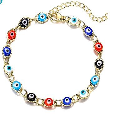 Wholesale Retro Devil'S Eye Stainless Steel Glass Bracelets Anklet Necklace