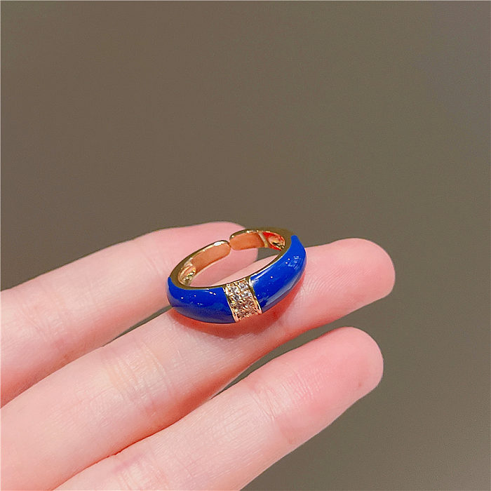 Streetwear Eye Copper Plating Inlay Zircon Open Rings