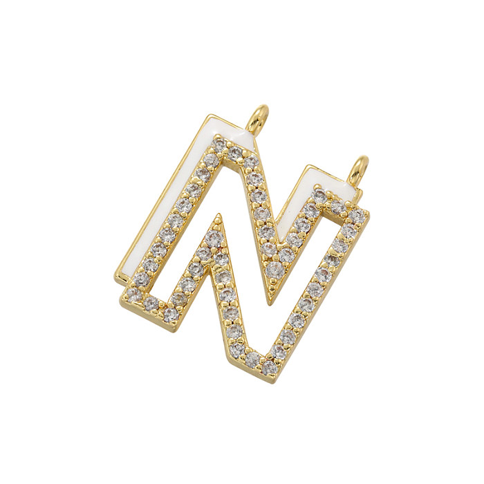 Casual elegante estilo simples carta carta cobre esmalte chapeamento inlay zircon 18k banhado a ouro pingente colar
