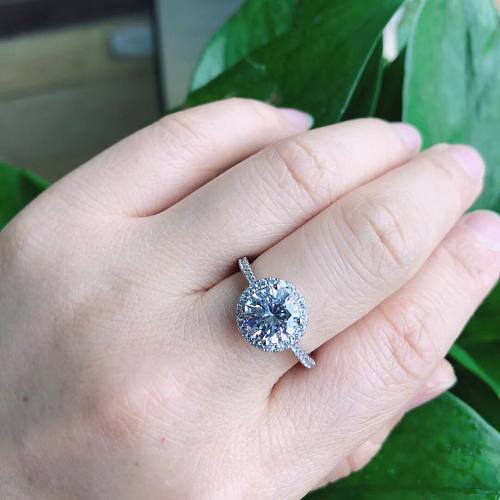 Shiny Round Copper Inlay Zircon Open Ring