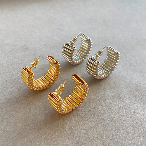 1 Pair Solid Color Copper Plating Gold Plated Earrings