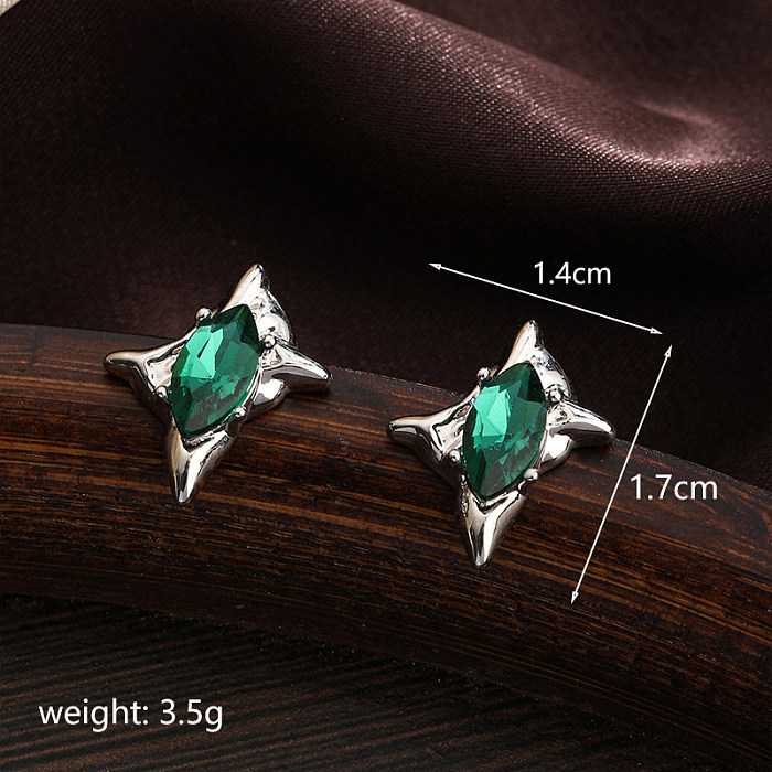 1 Pair Simple Style Star Plating Inlay Copper Zircon Silver Plated Ear Studs