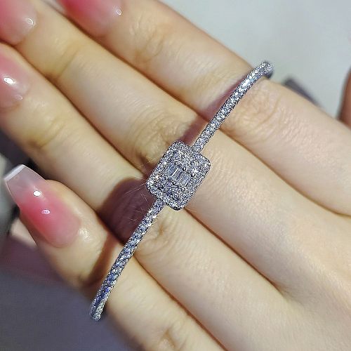 Brazalete De Circón Con Incrustaciones De Cobre Cuadrado De Moda 1 Pieza