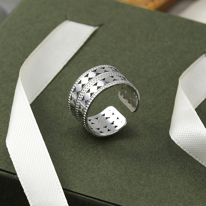 Chapeamento de anel aberto de aço inoxidável quadrado geométrico fashion sem anéis de aço inoxidável embutidos