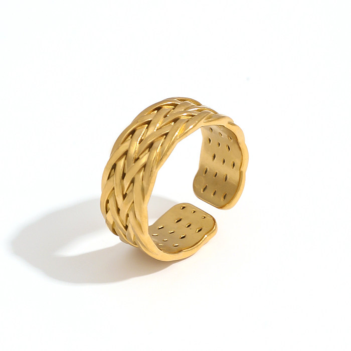 Anéis abertos banhados a ouro 18K de cor sólida casual estilo clássico