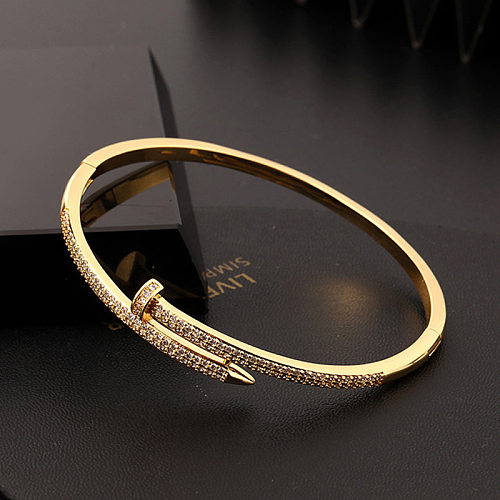 Bracelet géométrique en cuivre et zircon de style simple en vrac