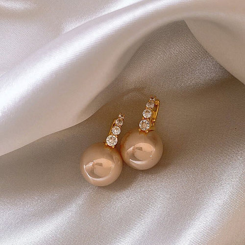 1 Pair Retro Round Plating Copper Gold Plated Ear Studs