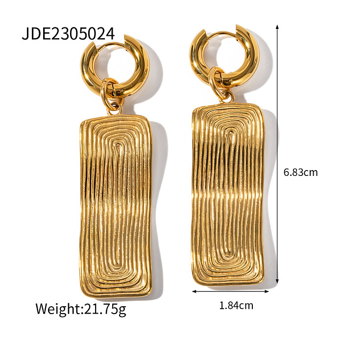 Simple Style Rectangle Stainless Steel Plating 18K Gold Plated Earrings Necklace