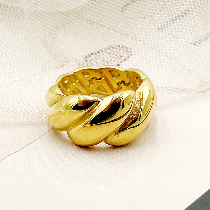 Chifres casuais retrô estilo clássico, revestimento de polimento de aço inoxidável, anéis banhados a ouro