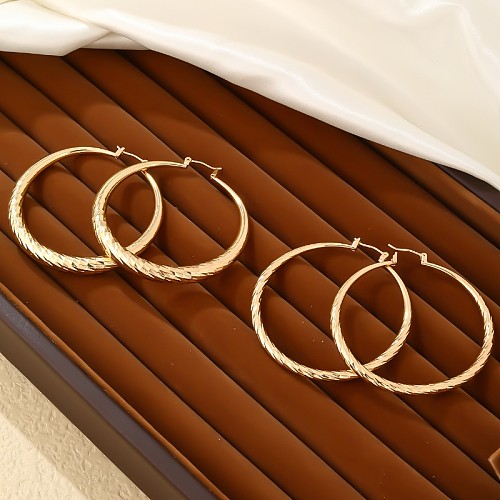 1 Pair Casual Elegant Simple Style Round Plating Copper Gold Plated Hoop Earrings