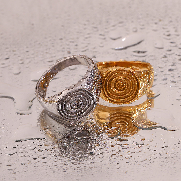 Simple Style Classic Style Solid Color Stainless Steel Plating 18K Gold Plated Rings