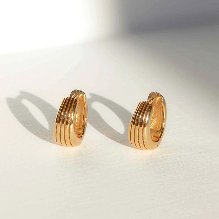 S925 Silver Needle European And American 18k Gold Simple Geometric Earrings Female