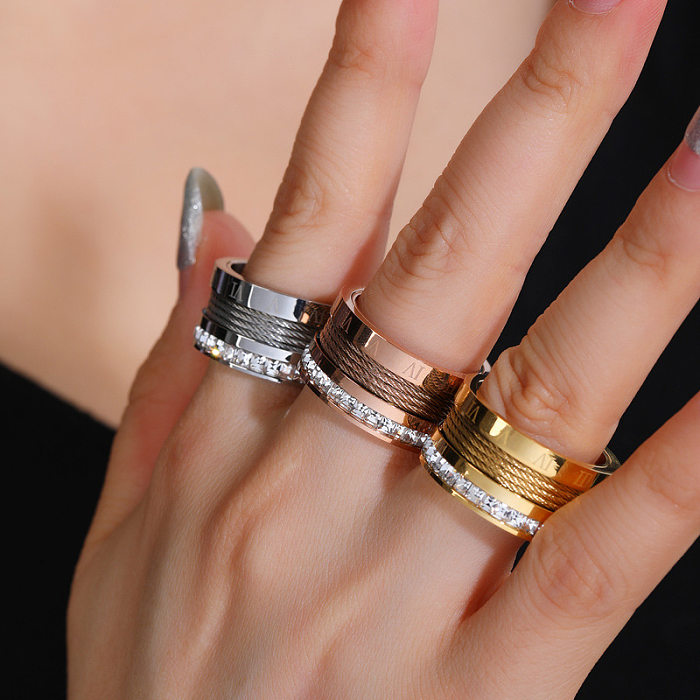 Ringe mit künstlichen Edelsteinen aus Titanstahl im modernen Farbblock-Stil in großen Mengen