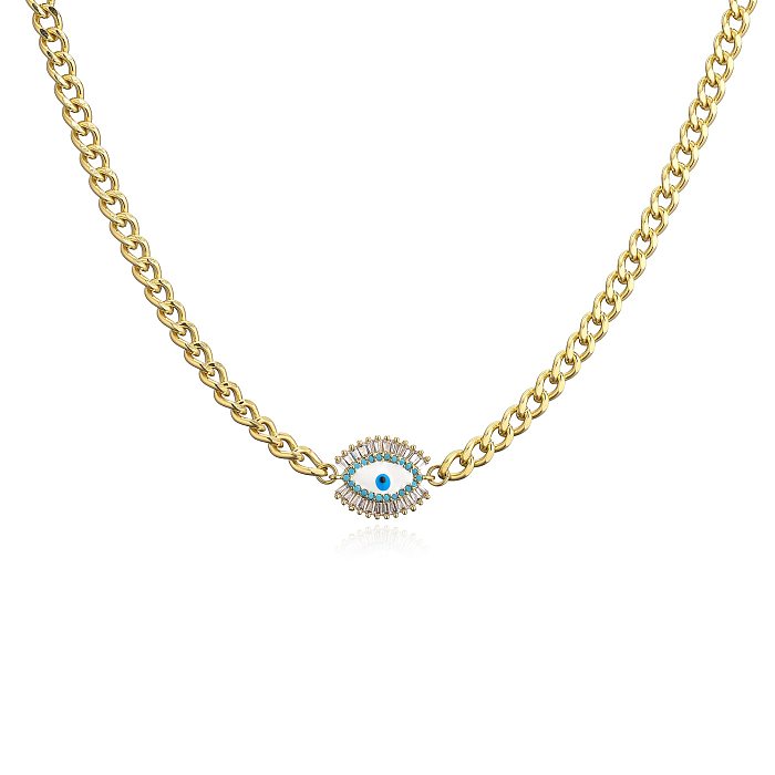 Fashion Devil'S Eye Stainless Steel Plating Zircon Bracelets Necklace
