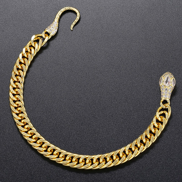 1 Stück modische Schlangen-Armbänder mit Messingbeschichtung und Zirkon
