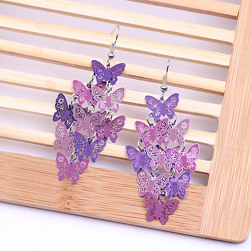 1 Pair Simple Style Butterfly Copper Stoving Varnish Butterfly Drop Earrings