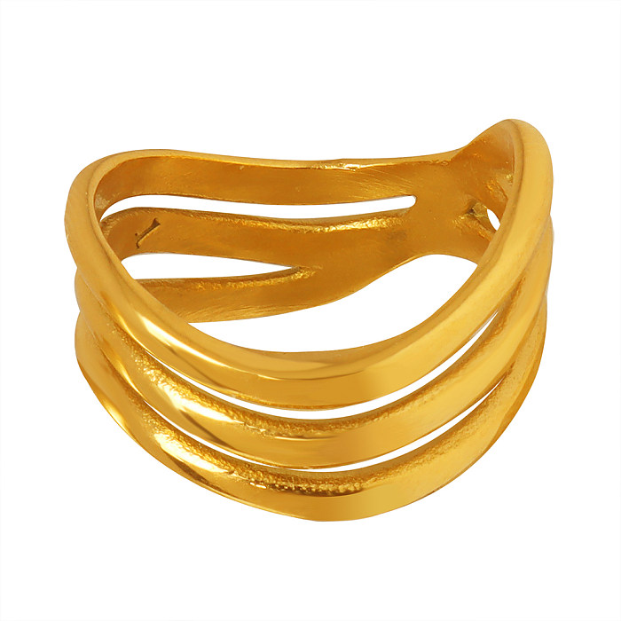 Anéis folheados a ouro Titanium geométricos elegantes do aço 18K a granel