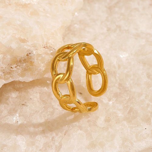 O ouro 18K de aço inoxidável geométrico moderno do estilo chapeou anéis abertos no volume