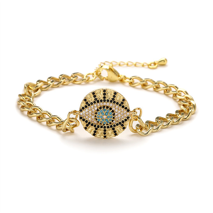 Artistic Devil'S Eye Copper Inlay Zircon Gold Plated Bracelets