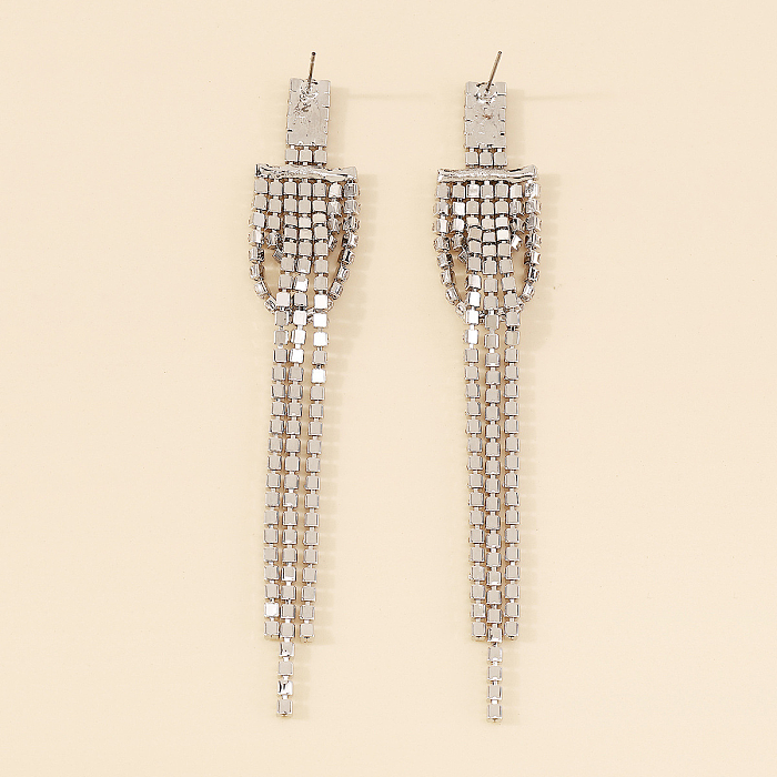 1 Pair Elegant Simple Style Solid Color Inlay Copper Zircon Drop Earrings