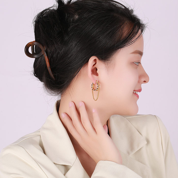 1 Pair Fashion Tassel Copper Plating Rhinestones Earrings