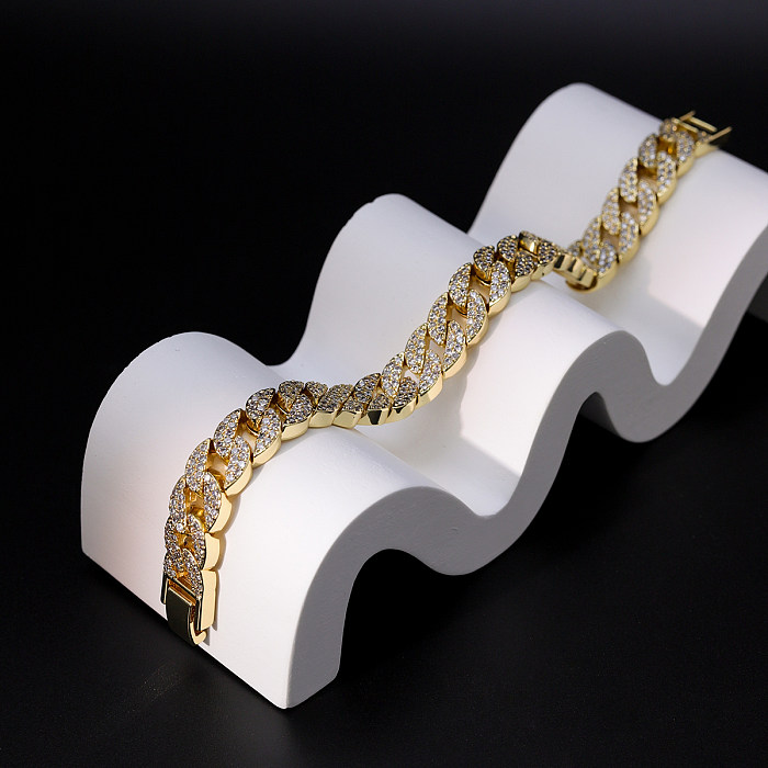 Fashion Geometric Copper Bracelets Gold Plated Zircon Copper Bracelets 1 Piece