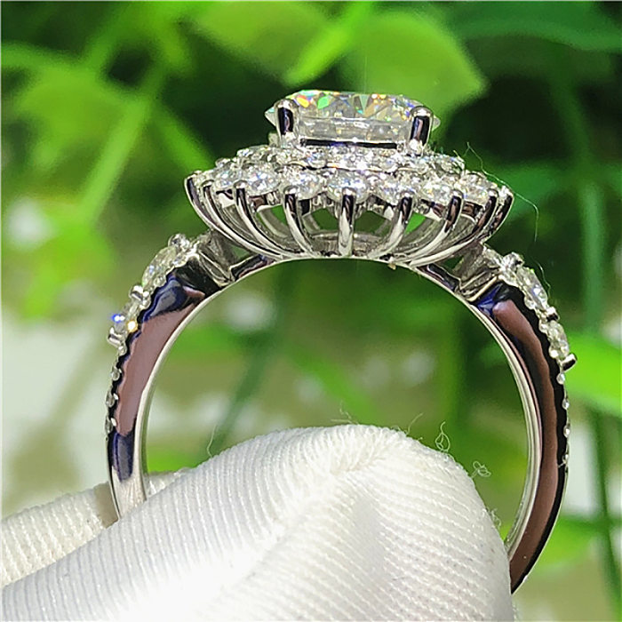 Accessories Women's Wedding Copper Plated Platinum Zircon Copper Ring Wholesale