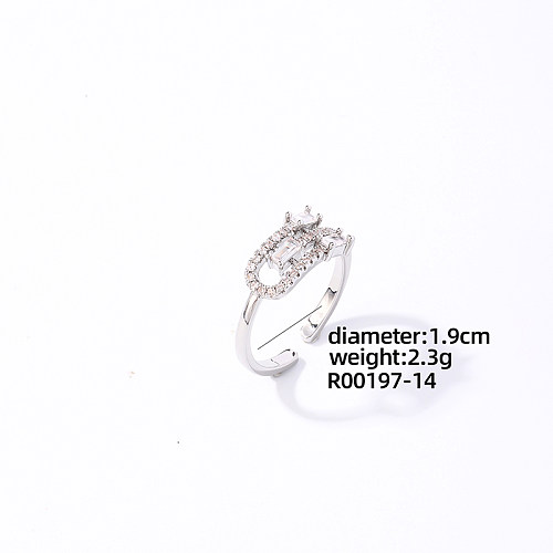 Casual Sweet Butterfly Copper Plating Inlay Zircon White Gold Plated Open Rings