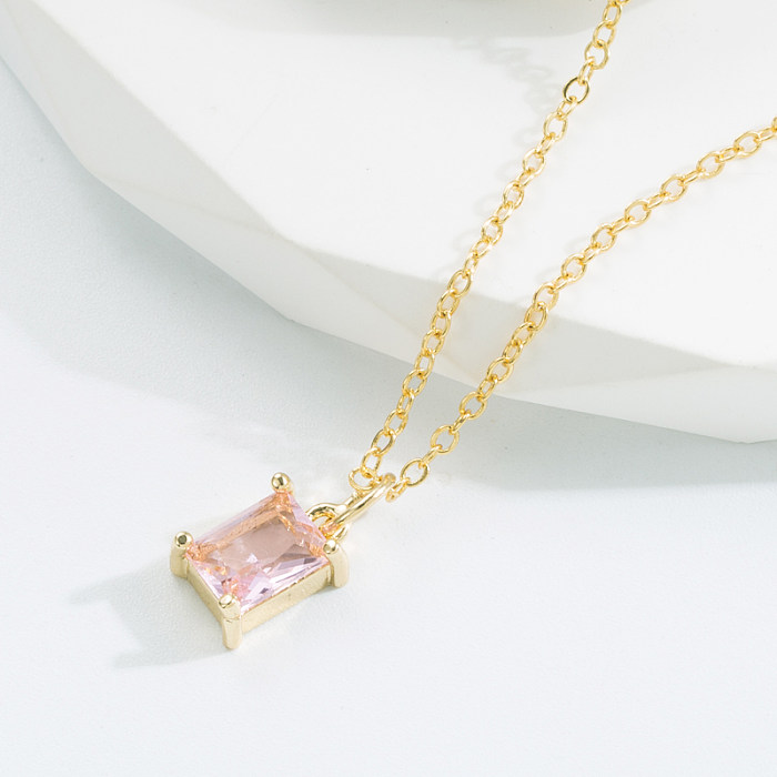 Casual Geometric Copper Gold Plated Zircon Pendant Necklace 1 Piece