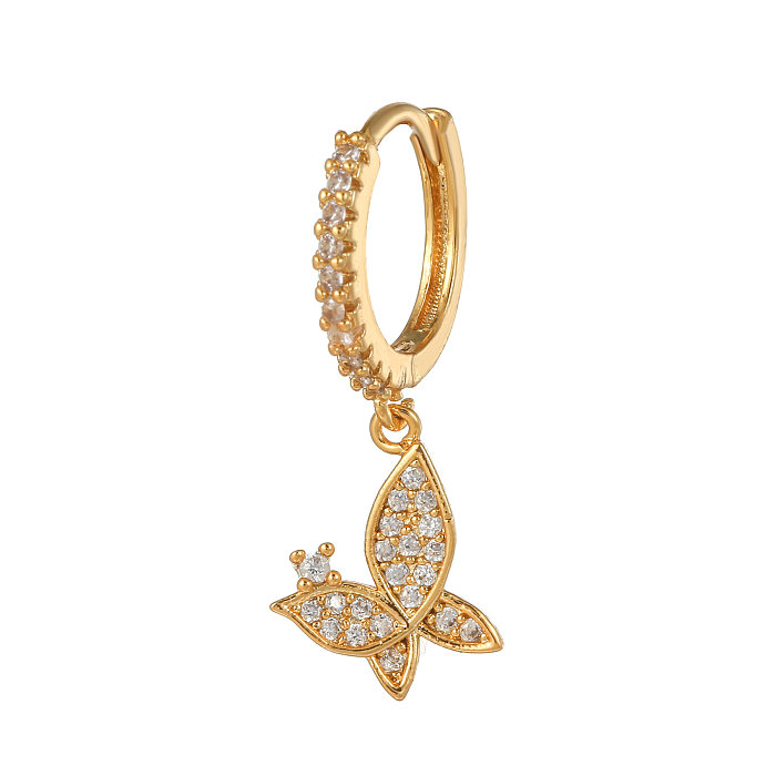 Fashion Eye Butterfly Copper Inlaid Zircon Drop Earrings 1 Piece