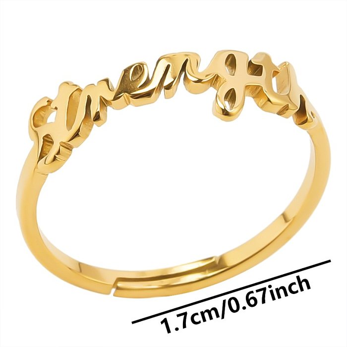 Wholesale Simple Style Letter Stainless Steel Open Rings