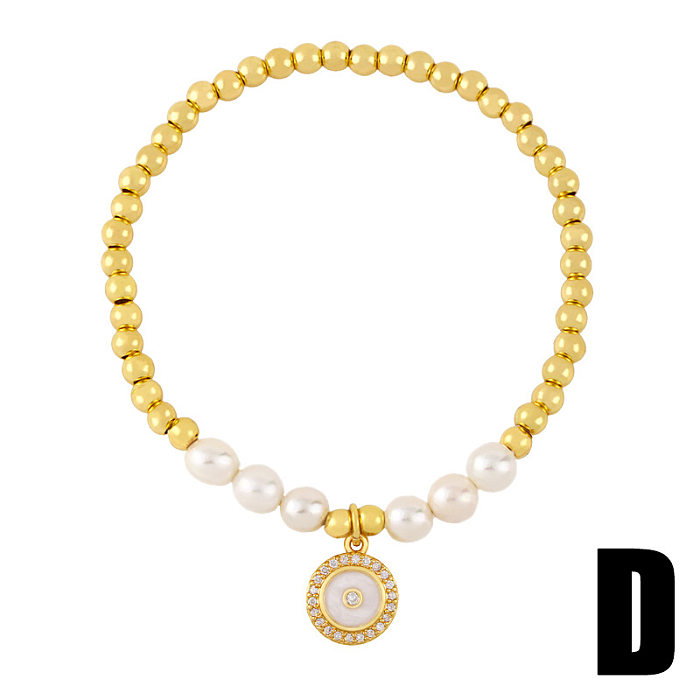 Wholesale Jewelry Pearl Beaded Stars Moon Pendant Copper Bracelet jewelry