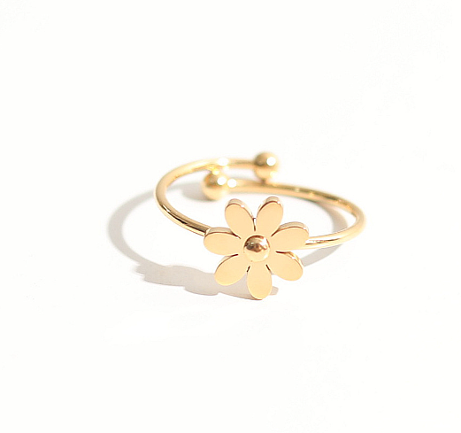 Casual Classic Style Four Leaf Clover Flower Stainless Steel Enamel Inlay Shell Open Rings