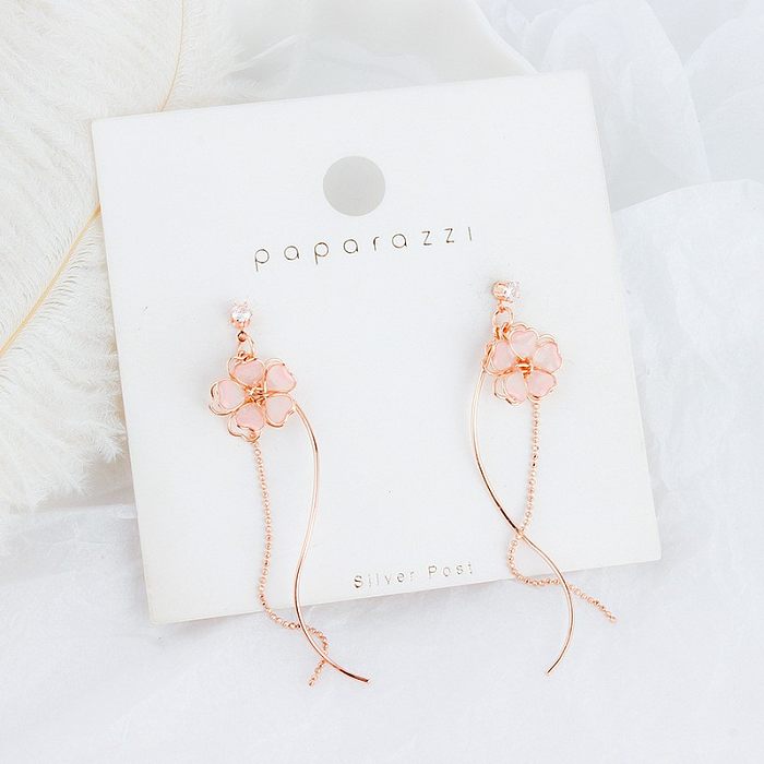 Cute Flower Copper Crystal Earrings Necklace