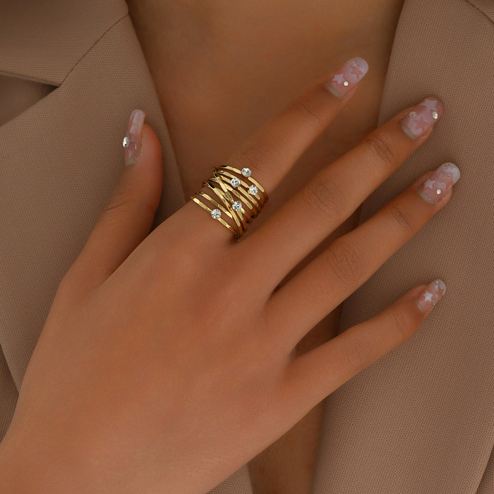 Glam Lady Round Copper Layered Inlay Glass Rings