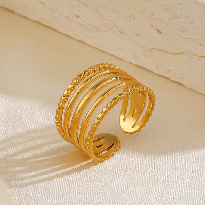 Simple Style Classic Style Lines Stainless Steel Plating 18K Gold Plated Open Rings