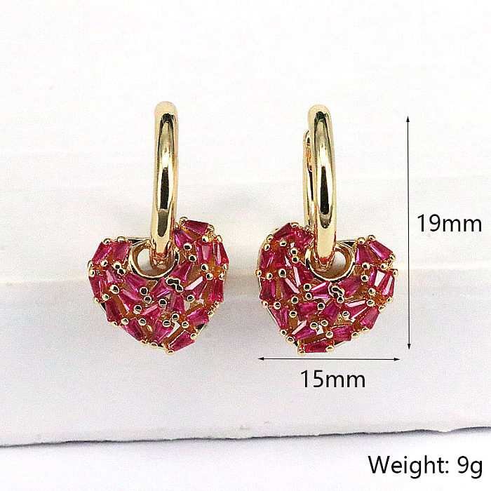 Fashion Heart Shape Copper Gold Plated Drop Earrings 1 Pair
