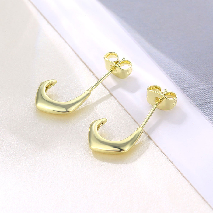 1 Pair Cool Style Shiny C Shape Circle Water Droplets Copper Alloy Brass Plating Inlay Zircon White Gold Plated Platinum Plated Silver Plated Earrings